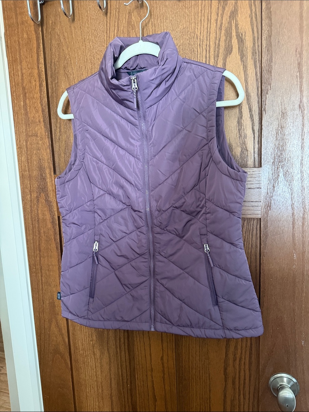Women's Wine colored Quilted Puffer Vest - Lightweight Layer